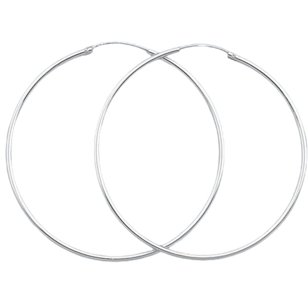 Sterling silver Big Hoops, Continuous Hoop Earrings - 1.2 x 45 mm, Loop